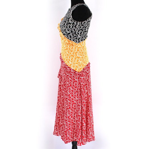 SALONI Agnes Multicolor Silk Crepe Dress 4 Tiered Ruffle Sleeveless Midi Small - Picture 5 of 9